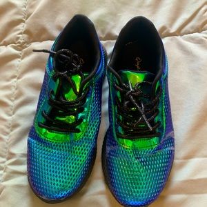 Bright neon tennis shoes